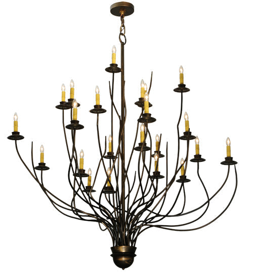 Meyda Lighting Sycamore 54" 22-Light Antique Copper Chandelier With Amber Faux Candlelight
