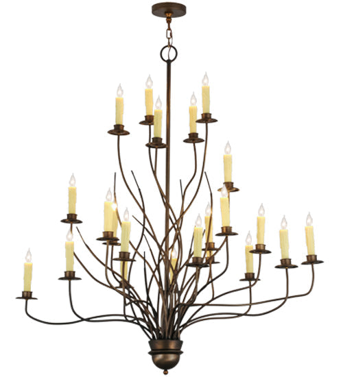 Meyda Lighting Sycamore 54" 22-Light Antique Copper Chandelier With Ivory Faux Candlelight