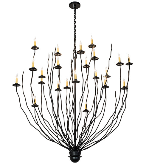 Meyda Lighting Sycamore 54" 22-Light Flat Black Pendant Light With Amber Faux Candlelight