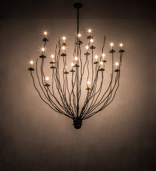 Meyda Lighting Sycamore 54" 22-Light Flat Black Pendant Light With Amber Faux Candlelight