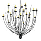 Meyda Lighting Sycamore 54" 22-Light Flat Black Pendant Light With Amber Faux Candlelight