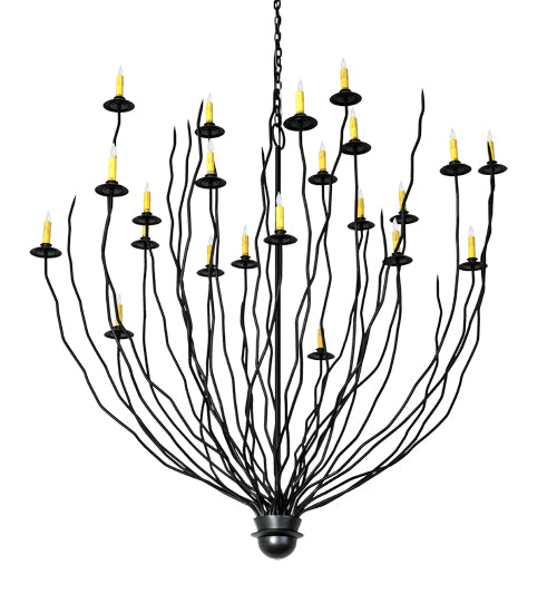 Meyda Lighting Sycamore 54" 22-Light Flat Black Pendant Light With Amber Faux Candlelight
