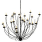 Meyda Lighting Sycamore 54" 22-Light Flat Black Pendant Light With Amber Faux Candlelight