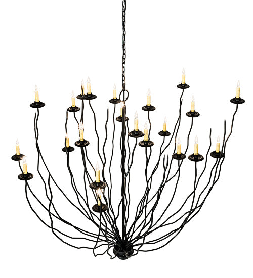 Meyda Lighting Sycamore 54" 22-Light Flat Black Pendant Light With Amber Faux Candlelight