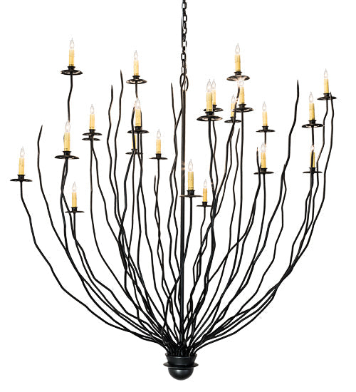 Meyda Lighting Sycamore 54" 22-Light Flat Black Pendant Light With Amber Faux Candlelight