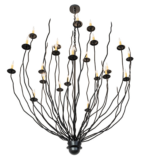 Meyda Lighting Sycamore 54" 22-Light Flat Black Pendant Light With Amber Faux Candlelight