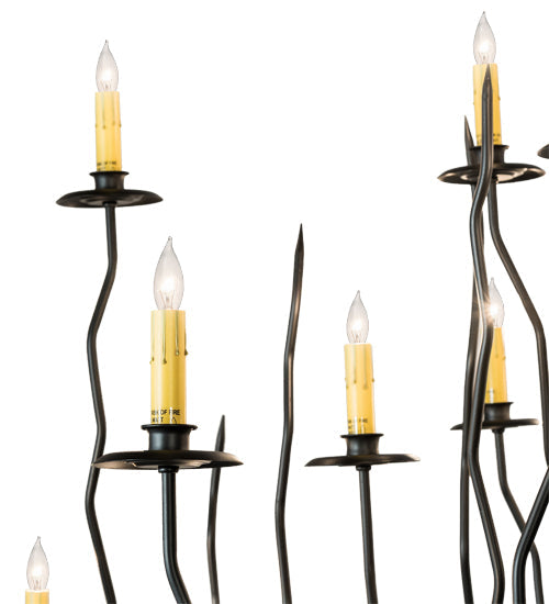 Meyda Lighting Sycamore 54" 22-Light Flat Black Pendant Light With Amber Faux Candlelight