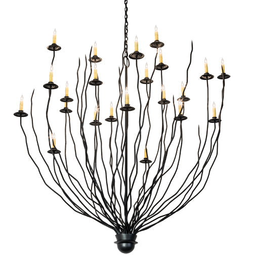 Meyda Lighting Sycamore 54" 22-Light Flat Black Pendant Light With Amber Faux Candlelight