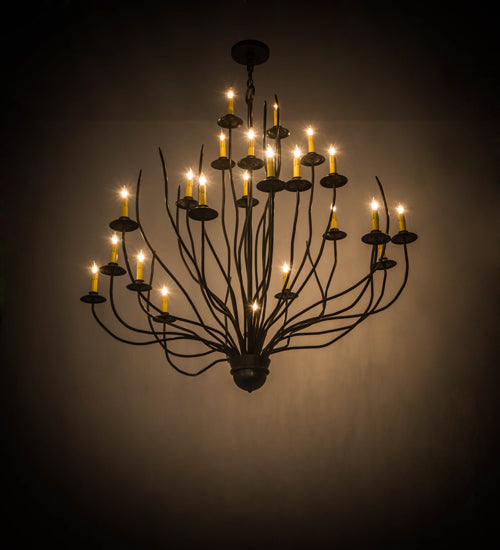 Meyda Lighting Sycamore 54" 22-Light Timeless Bronze Chandelier With Amber Faux Candlelight