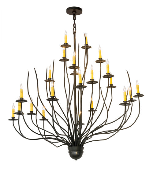 Meyda Lighting Sycamore 54" 22-Light Timeless Bronze Chandelier With Amber Faux Candlelight