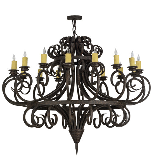 Meyda Lighting Symen 60" 16-Light Coffee Bean Chandelier With Ivory Faux Candlelight