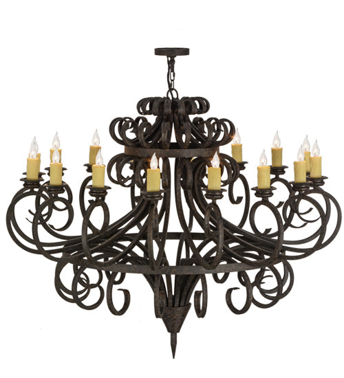 Meyda Lighting Symen 60" 16-Light Coffee Bean Chandelier With Ivory Faux Candlelight
