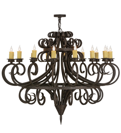 Meyda Lighting Symen 60" 16-Light Coffee Bean Chandelier With Ivory Faux Candlelight
