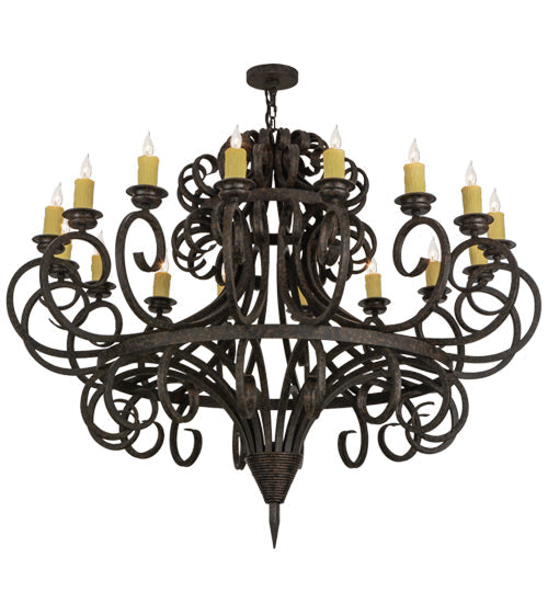 Meyda Lighting Symen 60" 16-Light Coffee Bean Chandelier With Ivory Faux Candlelight