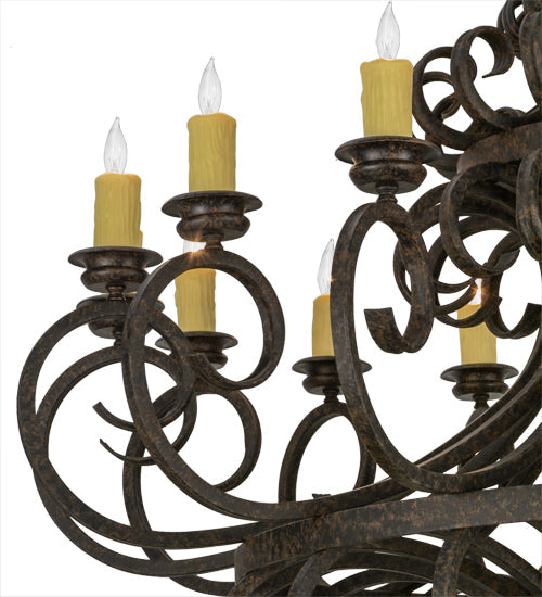Meyda Lighting Symen 60" 16-Light Coffee Bean Chandelier With Ivory Faux Candlelight