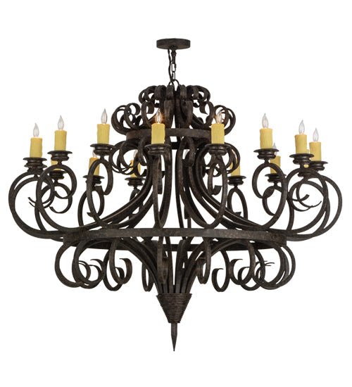 Meyda Lighting Symen 60" 16-Light Coffee Bean Chandelier With Ivory Faux Candlelight