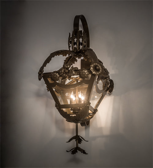Meyda Lighting Symone 15" 4-Light Brown Metallic Wall Sconce With Clear Shade Glass