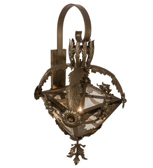 Meyda Lighting Symone 15" 4-Light Brown Metallic Wall Sconce With Clear Shade Glass