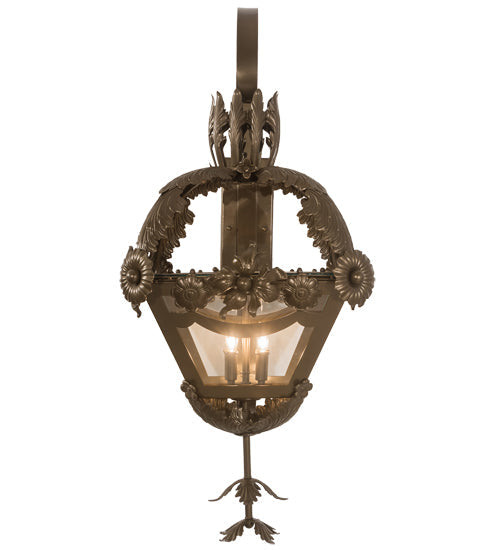 Meyda Lighting Symone 15" 4-Light Brown Metallic Wall Sconce With Clear Shade Glass
