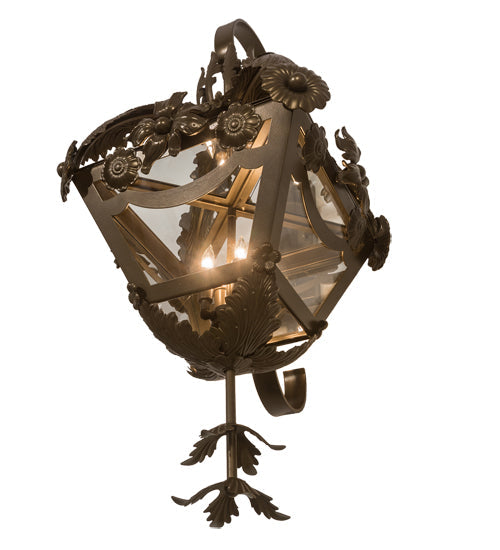 Meyda Lighting Symone 15" 4-Light Brown Metallic Wall Sconce With Clear Shade Glass