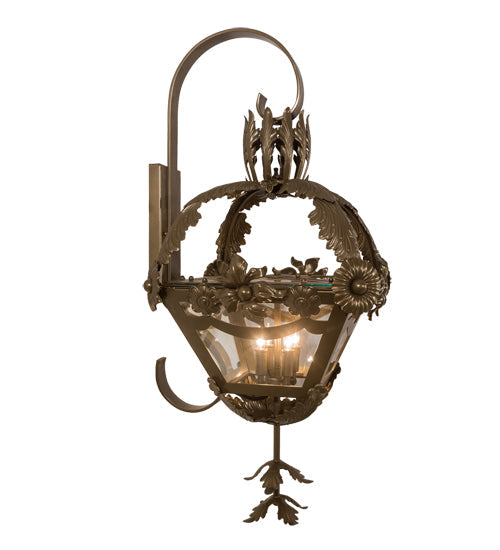 Meyda Lighting Symone 15" 4-Light Brown Metallic Wall Sconce With Clear Shade Glass