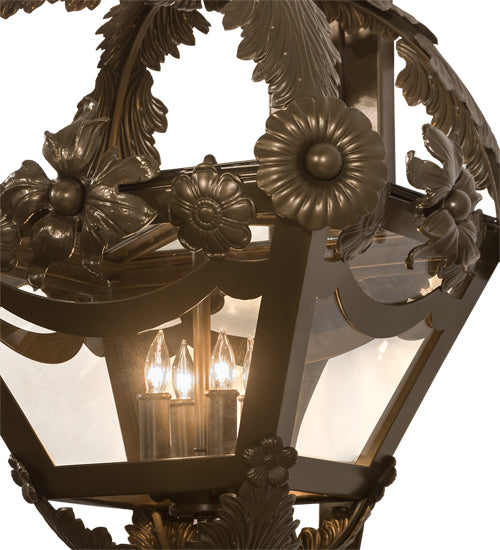 Meyda Lighting Symone 15" 4-Light Brown Metallic Wall Sconce With Clear Shade Glass