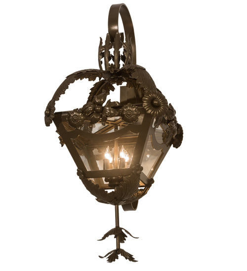 Meyda Lighting Symone 15" 4-Light Brown Metallic Wall Sconce With Clear Shade Glass