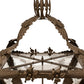 Meyda Lighting Symone 28"Sq 4-Light Brown Metallic Outdoor Pier Mount Light With Clear Shade Glass
