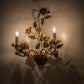 Meyda Lighting Symphony 17" 2-Light Gold Rose Basket Wall Sconce With Ivory Faux Candlelight