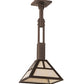 Meyda Lighting "T Mission" 10"Sq Mahogany Bronze Pendant Light With Creme Carrare Idaight Shade Glass