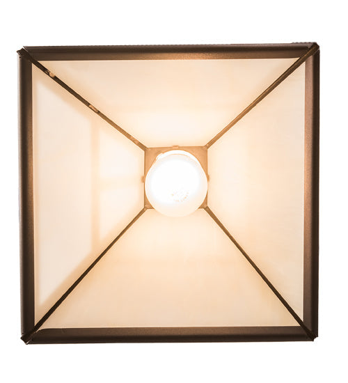Meyda Lighting "T Mission" 10"Sq Mahogany Bronze Pendant Light With Creme Carrare Idaight Shade Glass