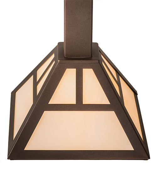 Meyda Lighting "T Mission" 10"Sq Mahogany Bronze Pendant Light With Creme Carrare Idaight Shade Glass
