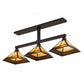 Meyda Lighting T Mission 13" 3-Light Craftsman Brown Island Pendant With Rootbeer & Beige Iridescent Shade Glass