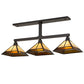 Meyda Lighting T Mission 13" 3-Light Craftsman Brown Island Pendant With Rootbeer & Beige Iridescent Shade Glass