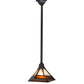 Meyda Lighting "T Mission" 13" Chemical Antique Brass Pendant Light With Amber & Beige Shade Glass