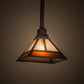 Meyda Lighting "T Mission" 13" Chemical Antique Brass Pendant Light With Amber & Beige Shade Glass