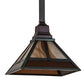 Meyda Lighting "T Mission" 13" Chemical Antique Brass Pendant Light With Amber & Beige Shade Glass