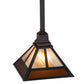 Meyda Lighting "T Mission" 13" Chemical Antique Brass Pendant Light With Amber & Beige Shade Glass