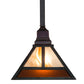 Meyda Lighting "T Mission" 13" Chemical Antique Brass Pendant Light With Amber & Beige Shade Glass