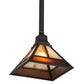 Meyda Lighting "T Mission" 13" Chemical Antique Brass Pendant Light With Amber & Beige Shade Glass