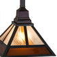 Meyda Lighting "T Mission" 13" Chemical Antique Brass Pendant Light With Amber & Beige Shade Glass
