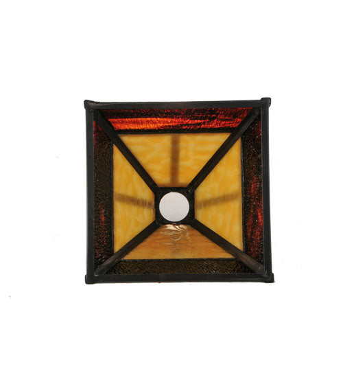 Meyda Lighting "T" Mission 13" Craftsman Brown Frame With Rootbeer & Beige Art Shade Glass