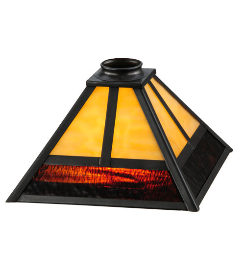 Meyda Lighting "T" Mission 13" Craftsman Brown Frame With Rootbeer & Beige Art Shade Glass