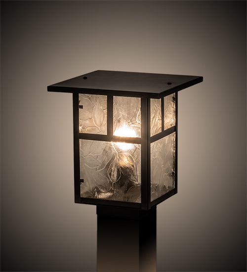 Meyda Lighting "T" Mission 13" Craftsman Brown Outdoor Deck Light With Clear Leaf Shade Glass