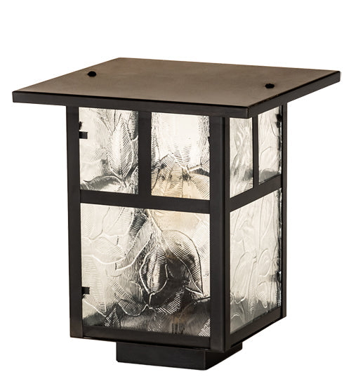 Meyda Lighting "T" Mission 13" Craftsman Brown Outdoor Deck Light With Clear Leaf Shade Glass