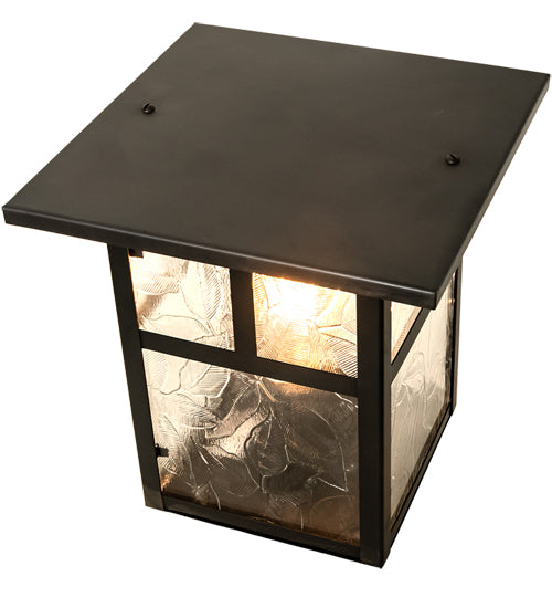 Meyda Lighting "T" Mission 13" Craftsman Brown Outdoor Deck Light With Clear Leaf Shade Glass