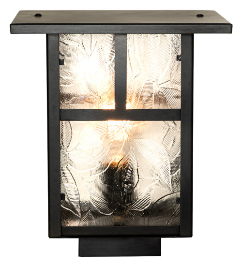 Meyda Lighting "T" Mission 13" Craftsman Brown Outdoor Deck Light With Clear Leaf Shade Glass