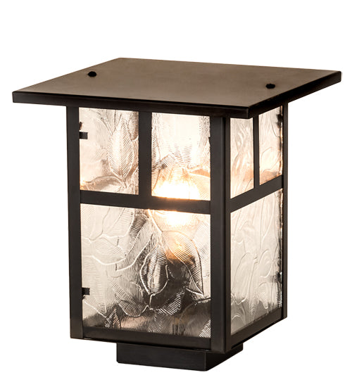 Meyda Lighting "T" Mission 13" Craftsman Brown Outdoor Deck Light With Clear Leaf Shade Glass