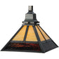 Meyda Lighting "T" Mission 13" Craftsman Brown Pendant Light With Beige and Red Shade Glass
