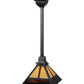 Meyda Lighting "T" Mission 13" Craftsman Brown Pendant Light With Beige and Red Shade Glass